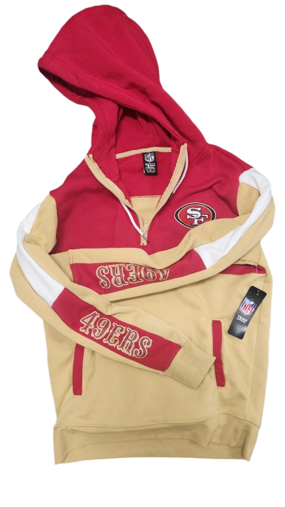 49ers Classic Hoodie with Neck Zipper: Red & Gold Legacy - Unrestricted Goods