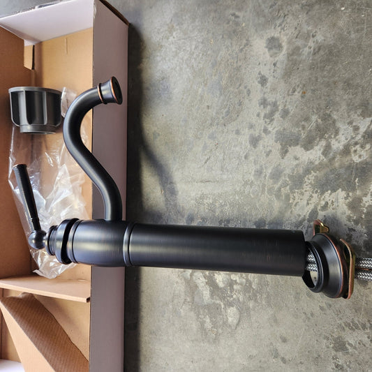 allen + roth Reagan Oil Rubbed Bronze Vessel 1 - Handle WaterSense Handle Bathroom Sink Faucet with Drain - Unrestricted Goods