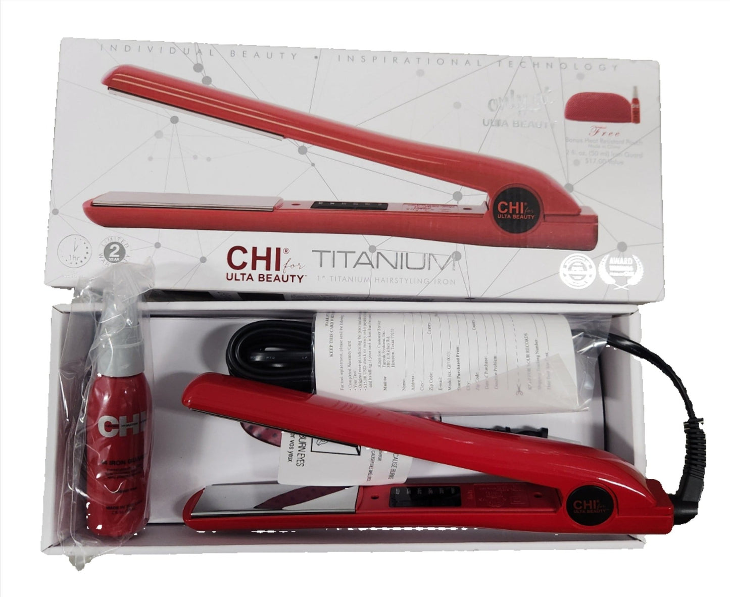CHI Titanium 1" Flat Iron – Red ULTA Exclusive Hair Straightener - Unrestricted Goods
