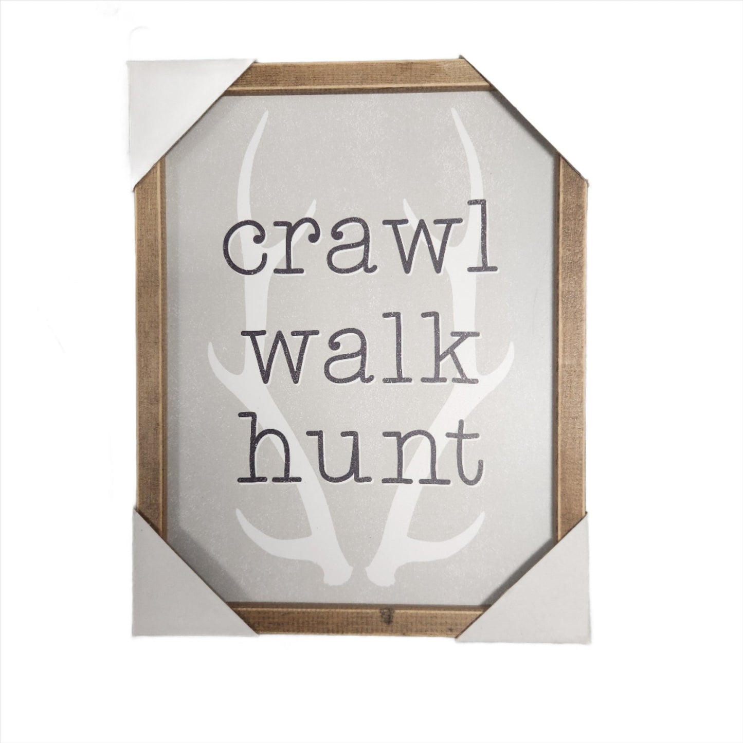 Crawl Walk Hunt Wood Wall Art – Rustic Antler Design, Inspirational Hunting Decor for Cabin or Lodge - Unrestricted Goods