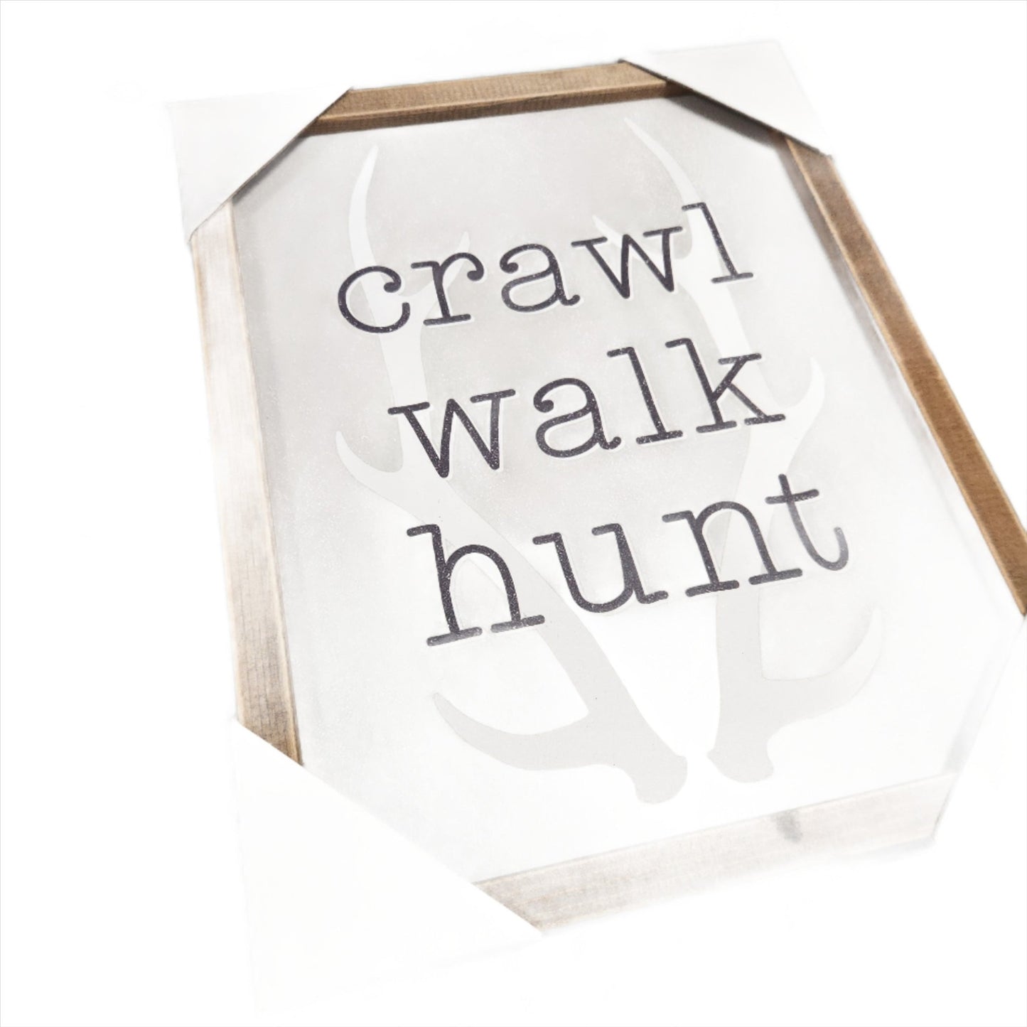 Crawl Walk Hunt Wood Wall Art – Rustic Antler Design, Inspirational Hunting Decor for Cabin or Lodge - Unrestricted Goods