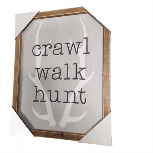 Crawl Walk Hunt Wood Wall Art – Rustic Antler Design, Inspirational Hunting Decor for Cabin or Lodge - Unrestricted Goods