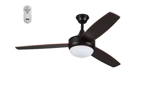Harbor Breeze Beach Creek 52 - in Bronze Integrated LED Indoor Downrod or Flush Mount Ceiling Fan with Light and Remote (3 - Blade) - Unrestricted Goods