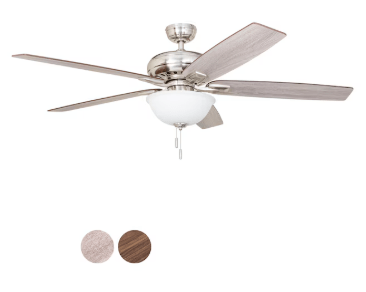 Harbor Breeze Cooperstown 62" Ceiling Fan – Brushed Nickel, LED Light, Driftwood/Toffee Blade - Unrestricted Goods