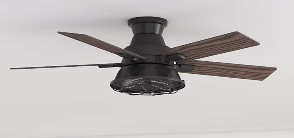 Harbor Breeze Salem 52" Matte Black Ceiling Fan – LED Light, Flush Mount, Reversible Blades Indoor and Outdoor - Unrestricted Goods