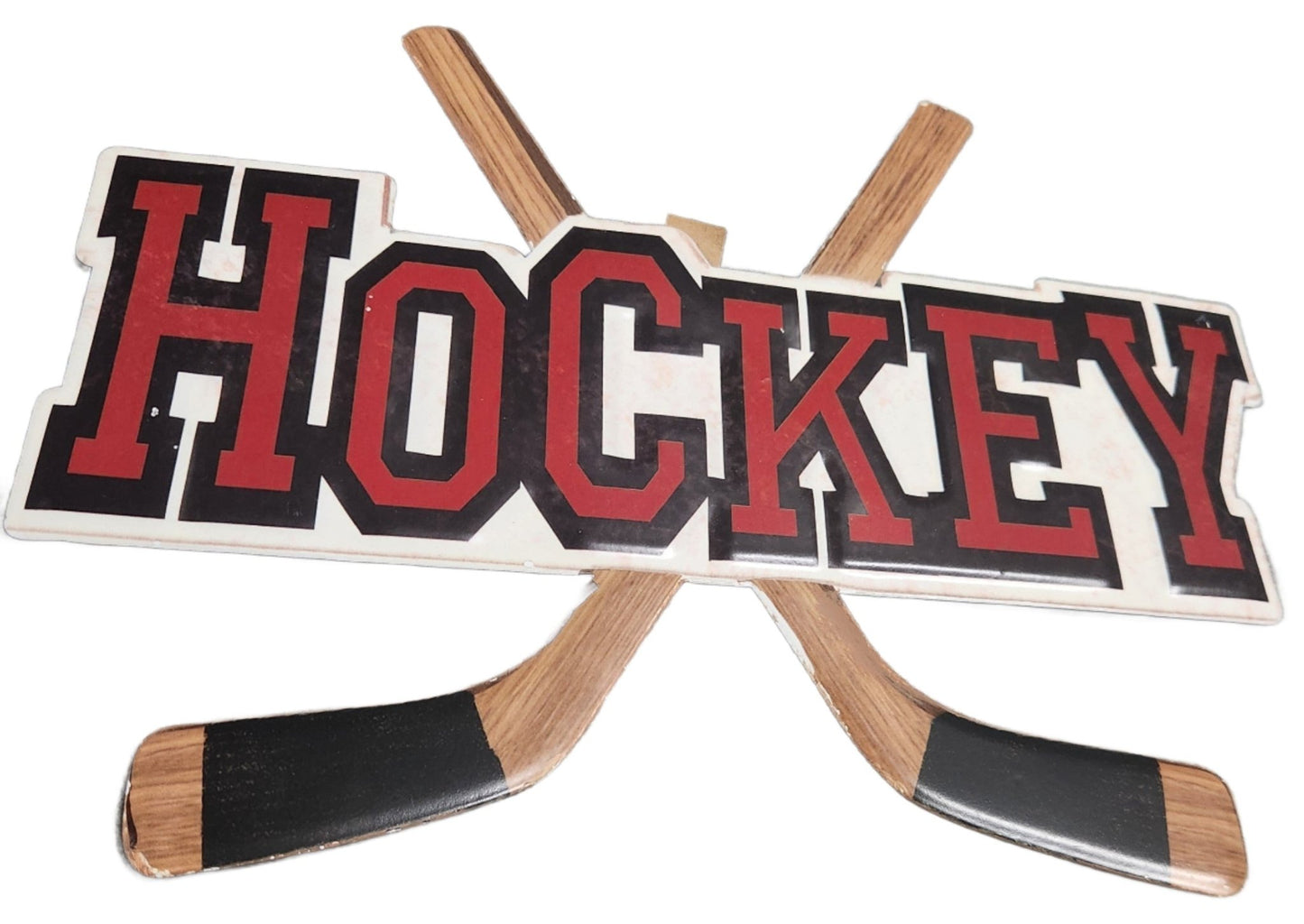 Hockey Wall Decor – Crossed Hockey Sticks Design Sports Room Art 12x10 Inch Print - Unrestricted Goods