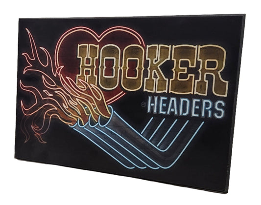 Hooker Headers Neon Garage Wall Art – Retro Muscle Car Decor - Unrestricted Goods