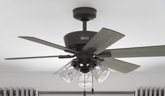 Hunter Pickens 44 - in Matte Black Indoor Ceiling Fan with Light (6 - Blade) - Unrestricted Goods