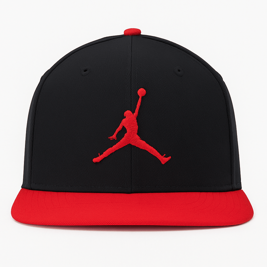 Jordan Pro Jumpman Snapback Hat – Black/Red Classic Flat Bill Cap with Embroidered Logo - Unrestricted Goods