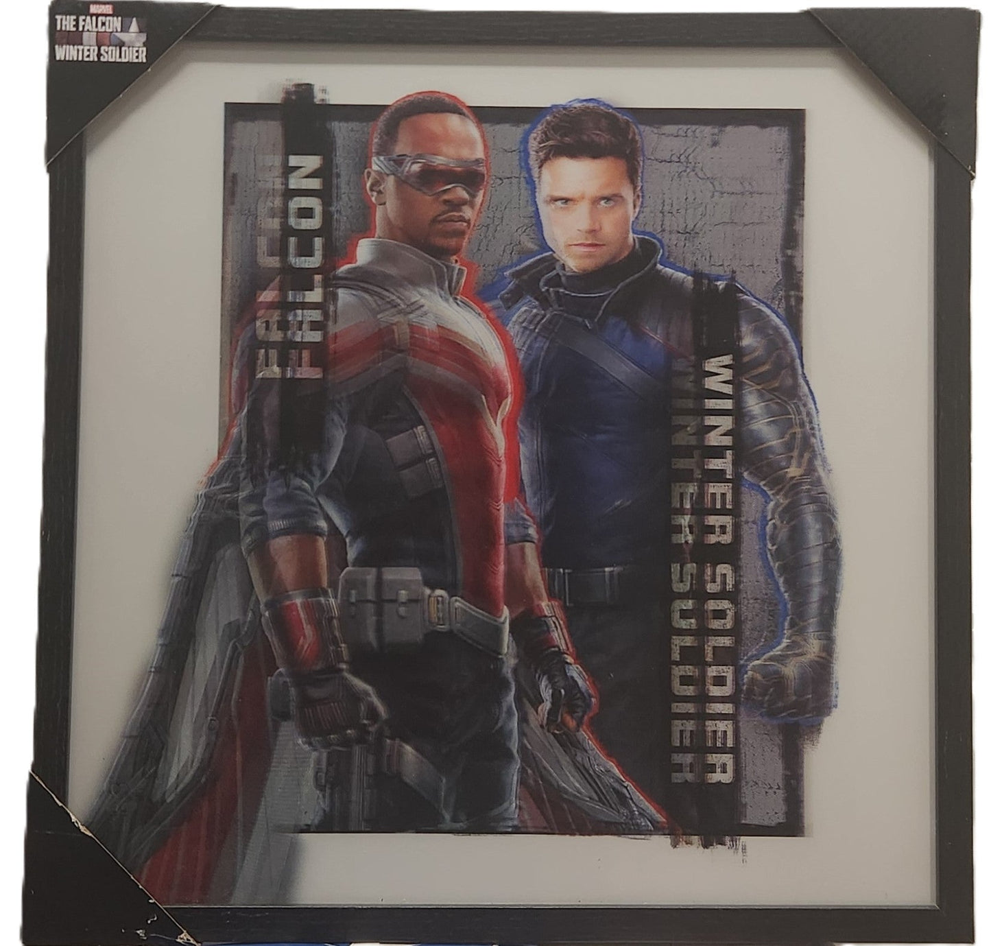 Marvel Falcon & Winter Soldier Holographic Wall Art – 16x16 Framed Picture Superhero Decor - Unrestricted Goods