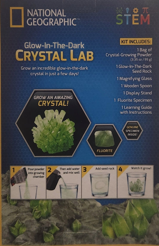 National Geographic Glow - in - the - Dark Crystal Lab – STEM Science Kit with Real Fluorite Specimen - Unrestricted Goods