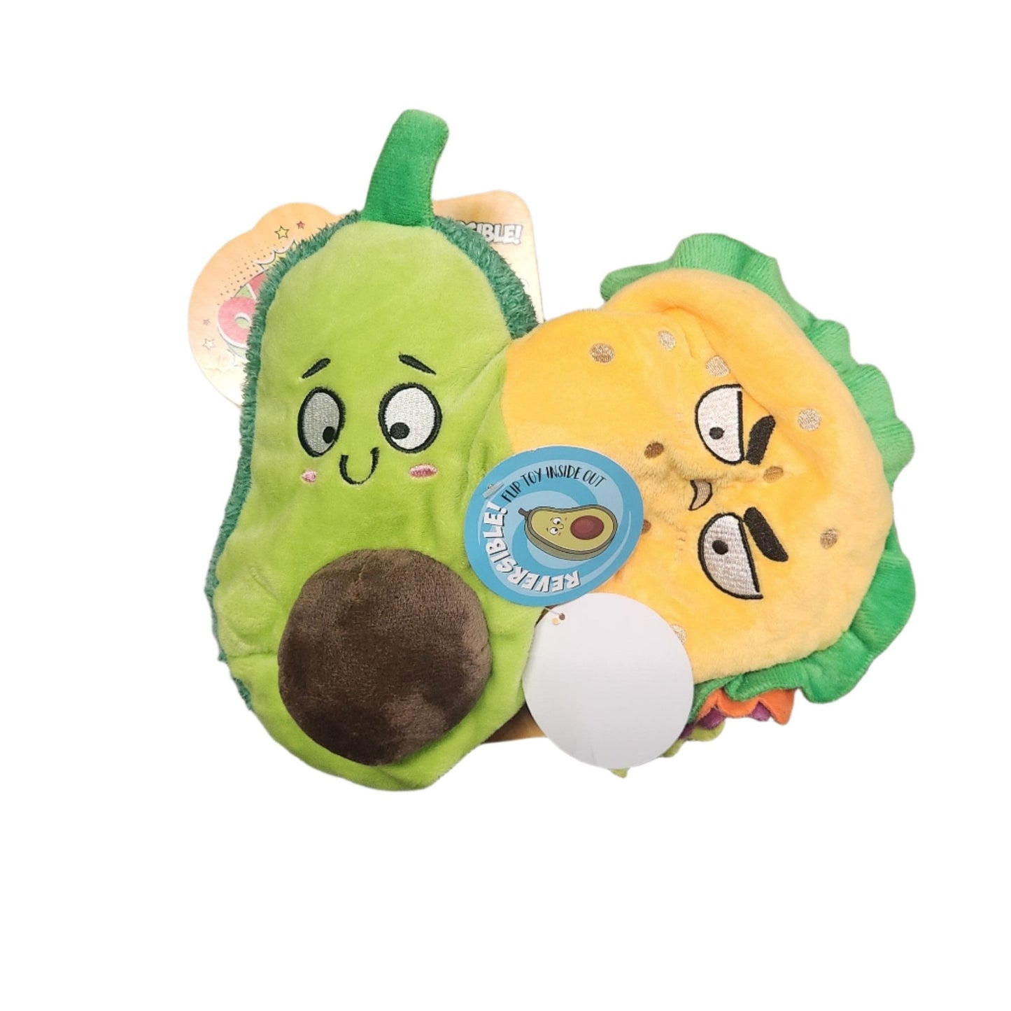 OMG! Suprise Flip Dog Toy, Avocado/ Taco with Squeaker - Unrestricted Goods