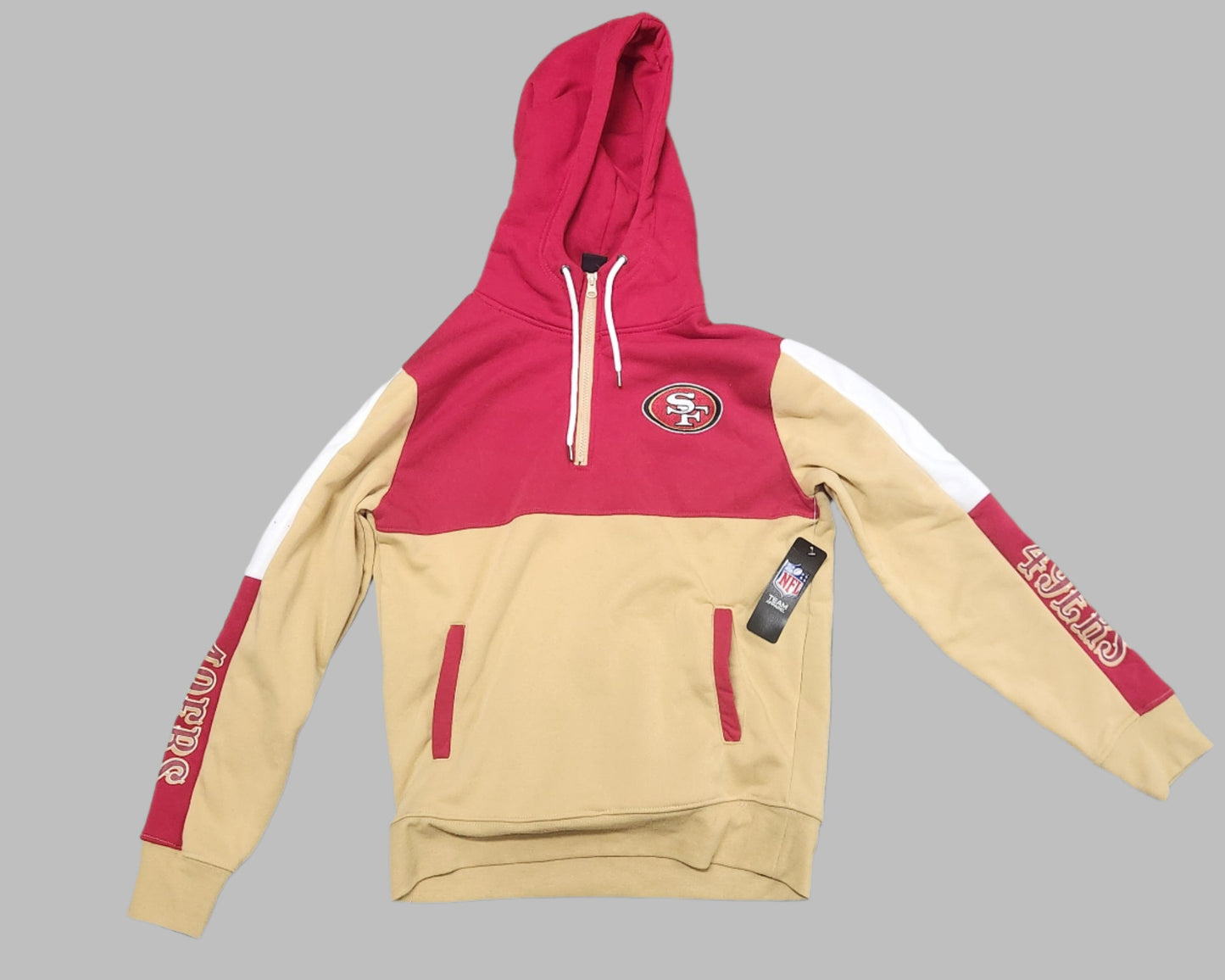 49ers Classic Hoodie with Neck Zipper: Red &amp; Gold Legacy