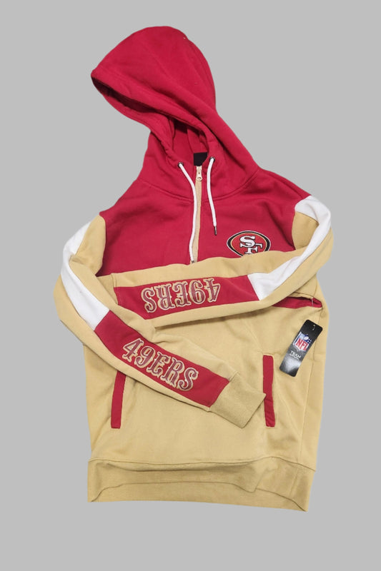 49ers Classic Hoodie with Neck Zipper: Red &amp; Gold Legacy