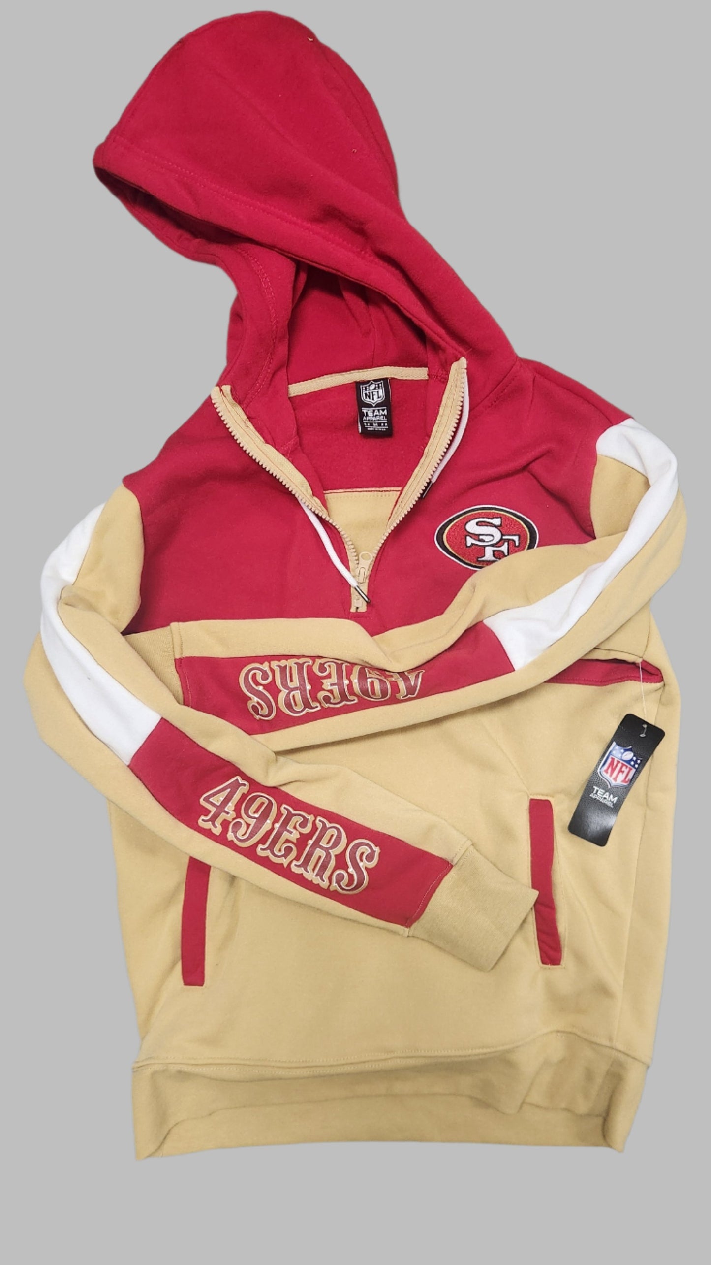 49ers Classic Hoodie with Neck Zipper: Red &amp; Gold Legacy