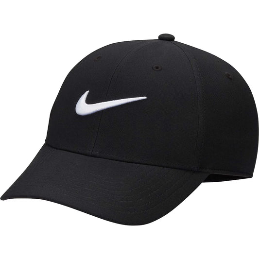 Frint view of black Nike Club Hat with Dri-FIT fabric, structured crown, and subtle Nike logo for moisture-wicking style