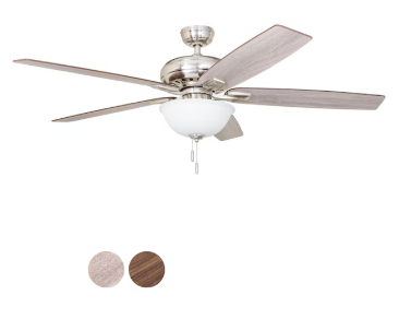 Harbor Breeze Cooperstown 62-in Brushed Nickel with Driftwood/Toffee Blades LED Indoor Ceiling Fan with Light (5-Blade)