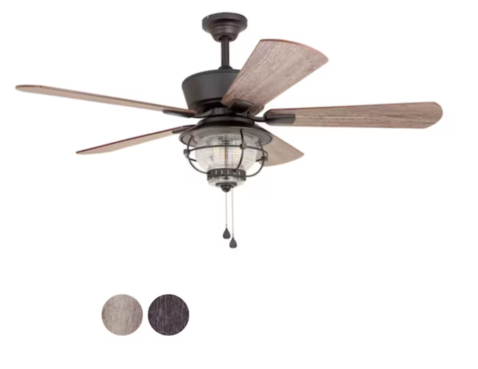 Harbor Breeze 52-In Merrimack II Bronze Ceiling Fan – LED Light & Reversible Blades for Indoor/Outdoor Spaces