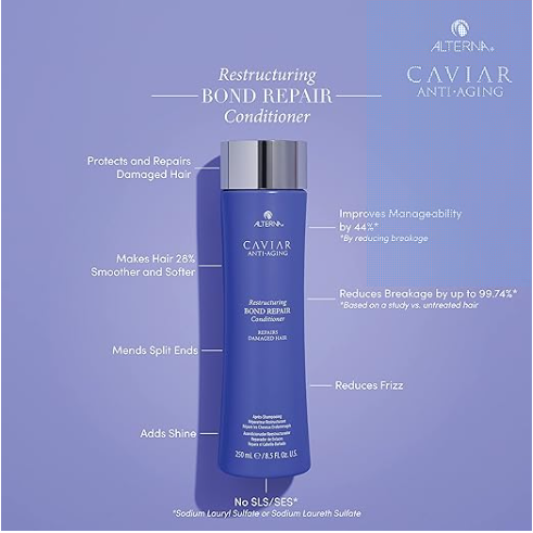 CAVIAR Anti-Aging Restructuring Bond Repair Conditioner, or Brittle, Damaged and Split Ends, Repairs, Strengthens & Protects Damaged Hair, Sulfate Free
