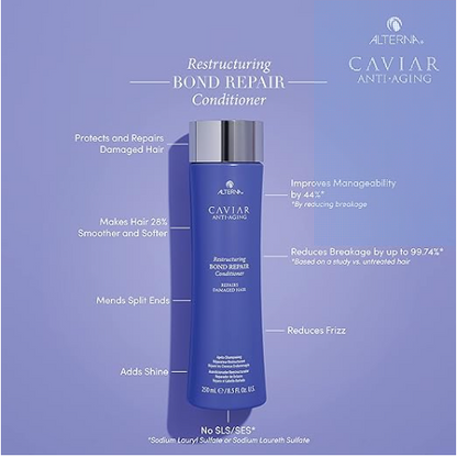 CAVIAR Anti-Aging Restructuring Bond Repair Conditioner, or Brittle, Damaged and Split Ends, Repairs, Strengthens & Protects Damaged Hair, Sulfate Free