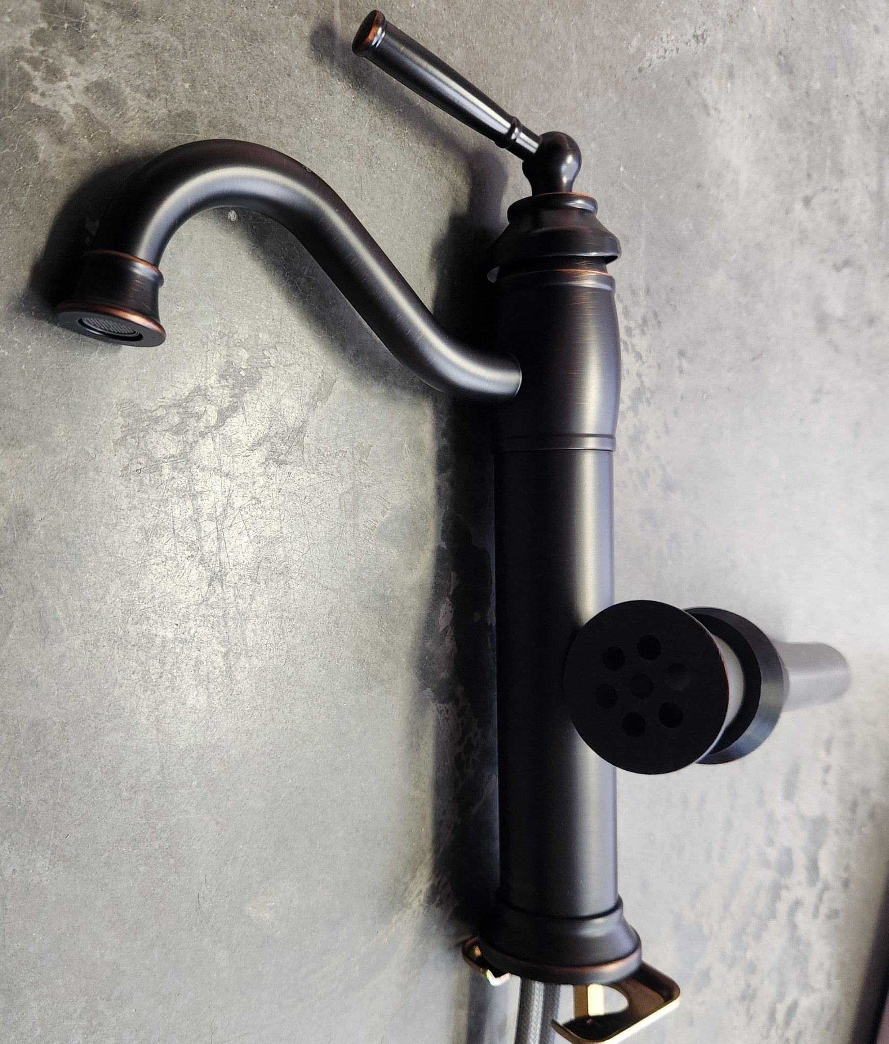 allen + roth Reagan Oil Rubbed Bronze Vessel 1 - Handle WaterSense Handle Bathroom Sink Faucet with Drain - Unrestricted Goods