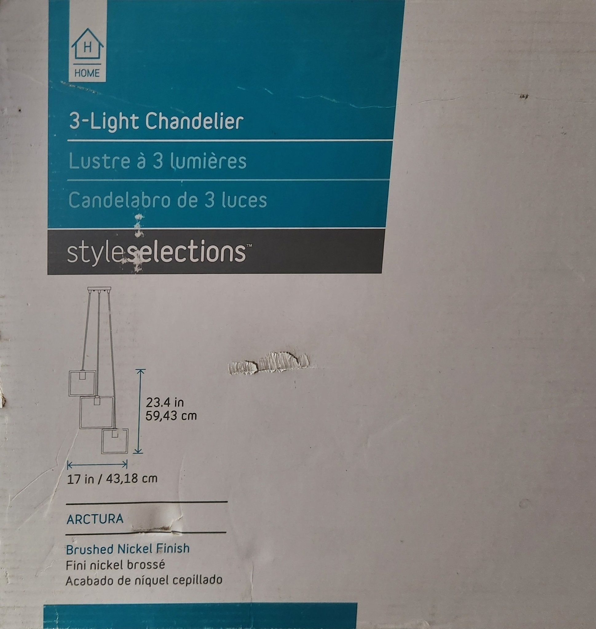 Arctura 3 - Light Chandelier – Brushed Nickel Finish, Modern Transitional Lighting Fixture - Unrestricted Goods