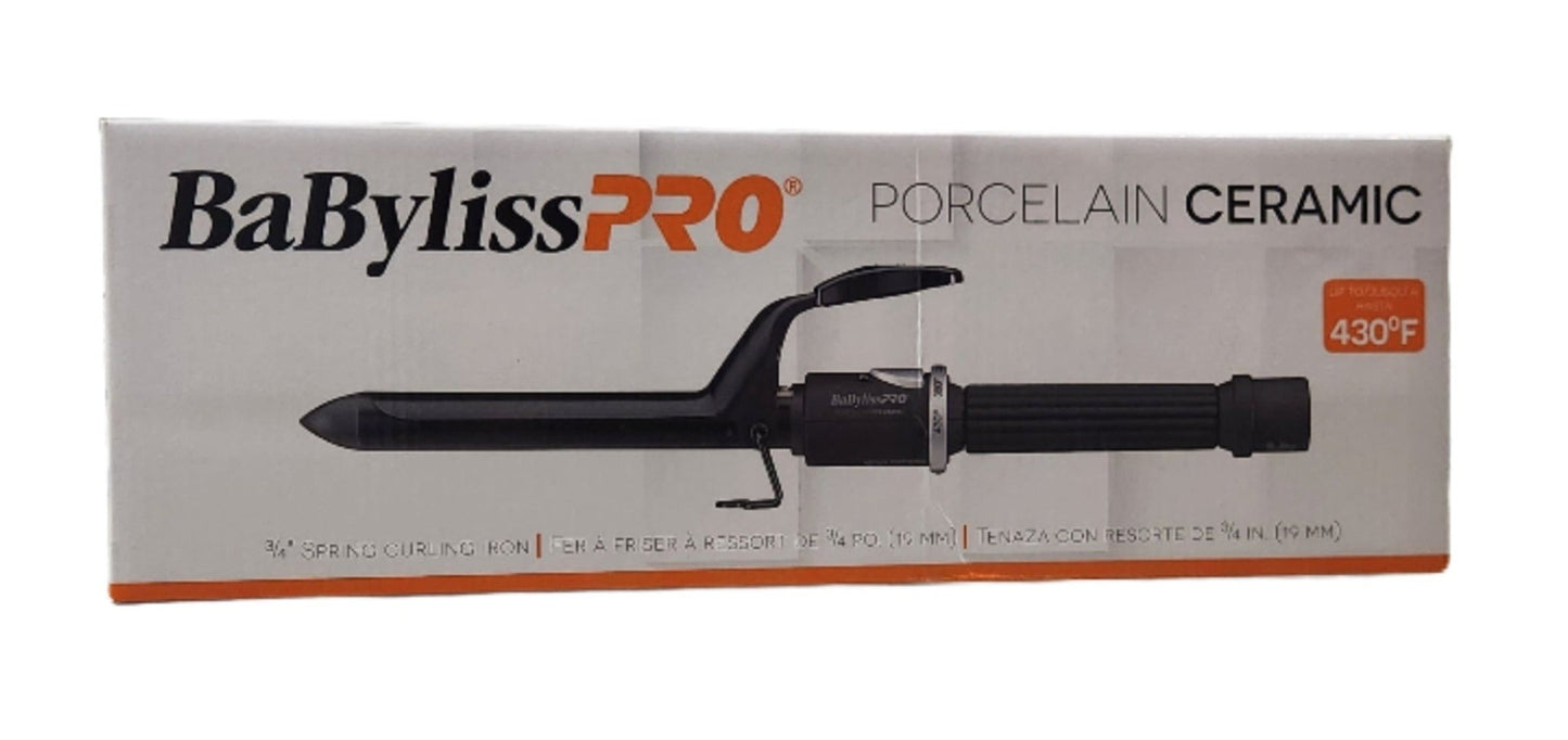 BaBylissPRO Porcelain Ceramic 3/4" Spring Curling Iron – Professional Styling Tool - Unrestricted Goods