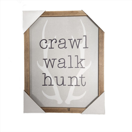 Crawl Walk Hunt Wood Wall Art – Rustic Antler Design, Inspirational Hunting Decor for Cabin or Lodge - Unrestricted Goods