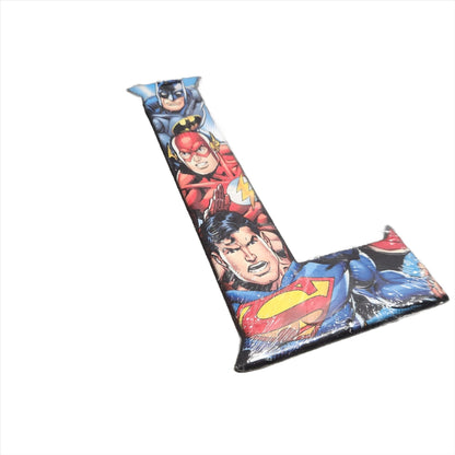 DC Comics 3D Wall Art – Superman, Batman & The Flash Featured Letter "L" Superhero Decor 5x10 Inch Print - Unrestricted Goods