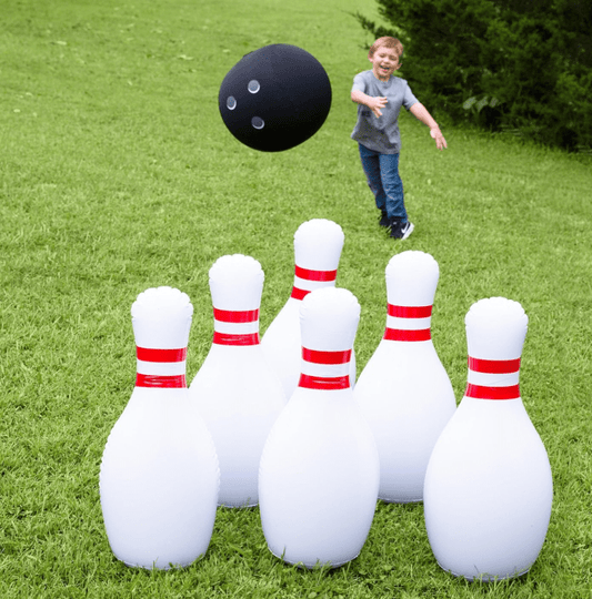 Giant Inflatable Bowling Set – 6 Weighted Pins &amp; 20" Ball for Indoor/Outdoor Play - Unrestricted Goods