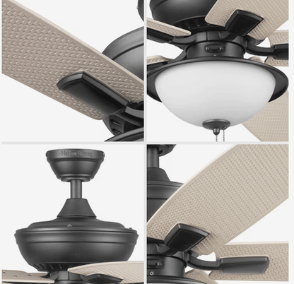 Harbor Breeze Shadwell 52 - Inch Matte Black Ceiling Fan with LED Light – Wet Rated, Indoor/Outdoor, 5 Reversible Blades - Unrestricted Goods