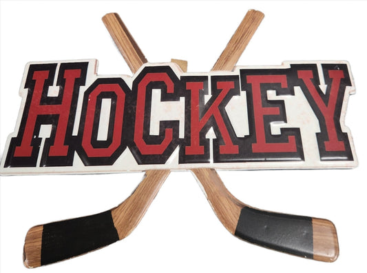 Hockey Wall Decor – Crossed Hockey Sticks Design Sports Room Art 12x10 Inch Print - Unrestricted Goods