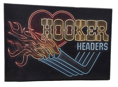 Hooker Headers Neon Garage Wall Art – Retro Muscle Car Decor - Unrestricted Goods
