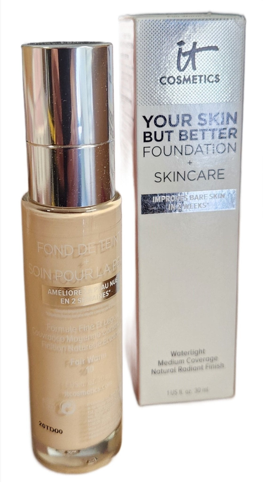IT Cosmetics Your Skin But Better Foundation + Skincare – Fair Warm 10 Shade – Lightweight, Hydrating, Radiant Finish for All Skin Types - Unrestricted Goods