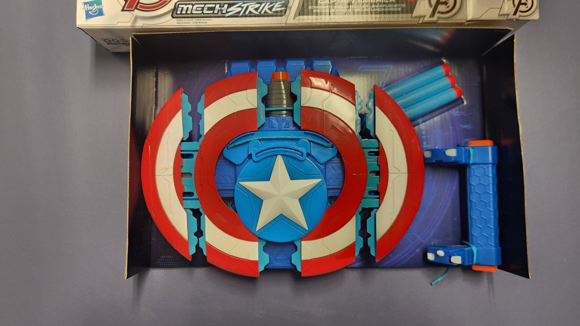 Marvel Avengers Mech Strike Captain America Strikeshot Shield – Nerf Dart Launcher - Unrestricted Goods
