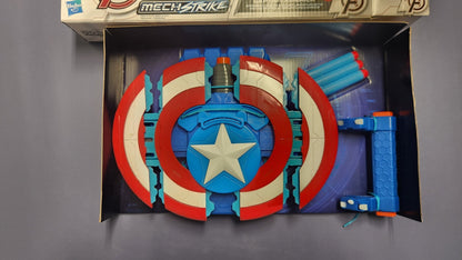 Marvel Avengers Mech Strike Captain America Strikeshot Shield – Nerf Dart Launcher - Unrestricted Goods