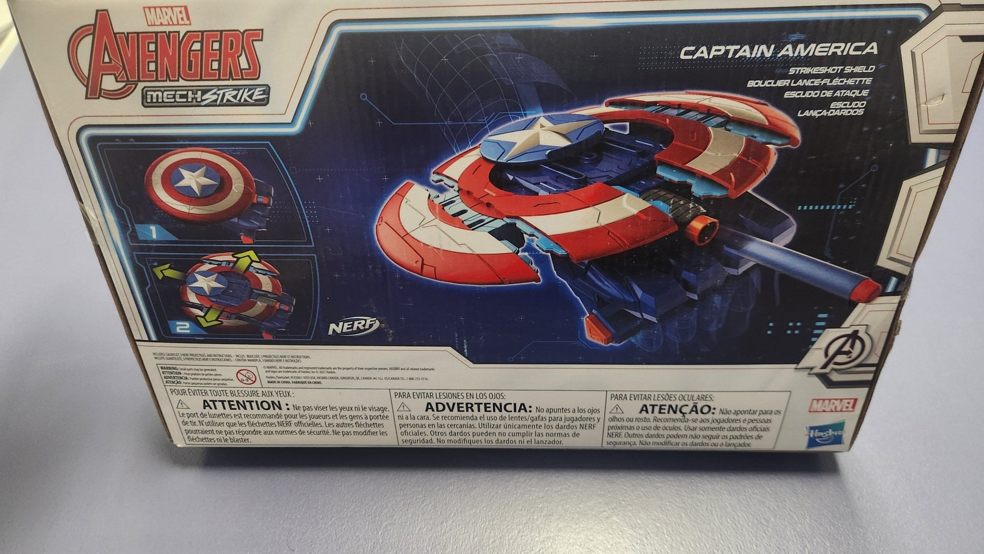 Marvel Avengers Mech Strike Captain America Strikeshot Shield – Nerf Dart Launcher - Unrestricted Goods