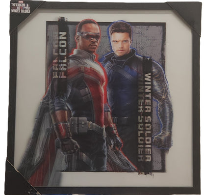 Marvel Falcon & Winter Soldier Holographic Wall Art – 16x16 Framed Picture Superhero Decor - Unrestricted Goods