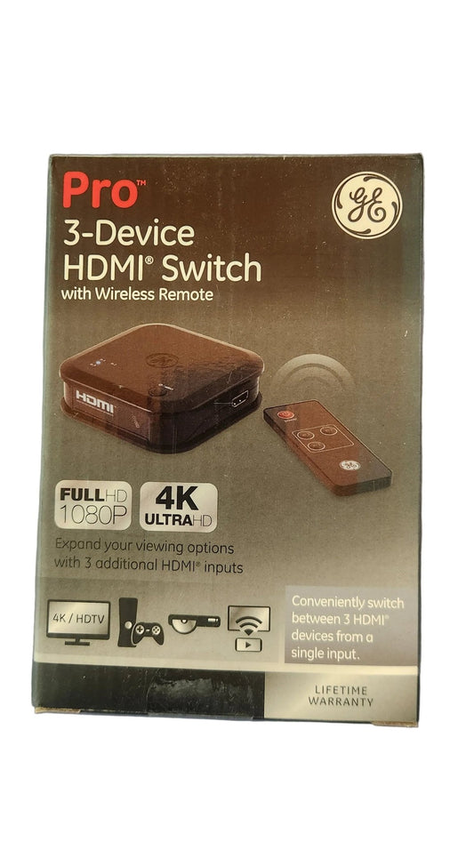 Pro 3‑Device HDMI Switch w/ Wireless Remote – 4K Ultra HD / 1080p – 3‑Port HDMI Selector - Unrestricted Goods