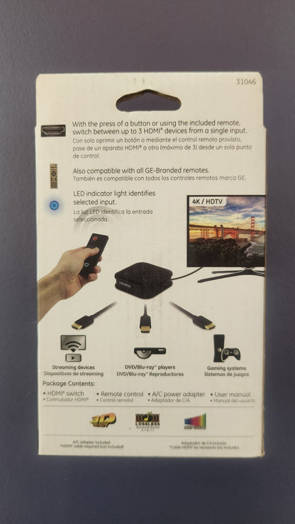 Pro 3‑Device HDMI Switch w/ Wireless Remote – 4K Ultra HD / 1080p – 3‑Port HDMI Selector - Unrestricted Goods