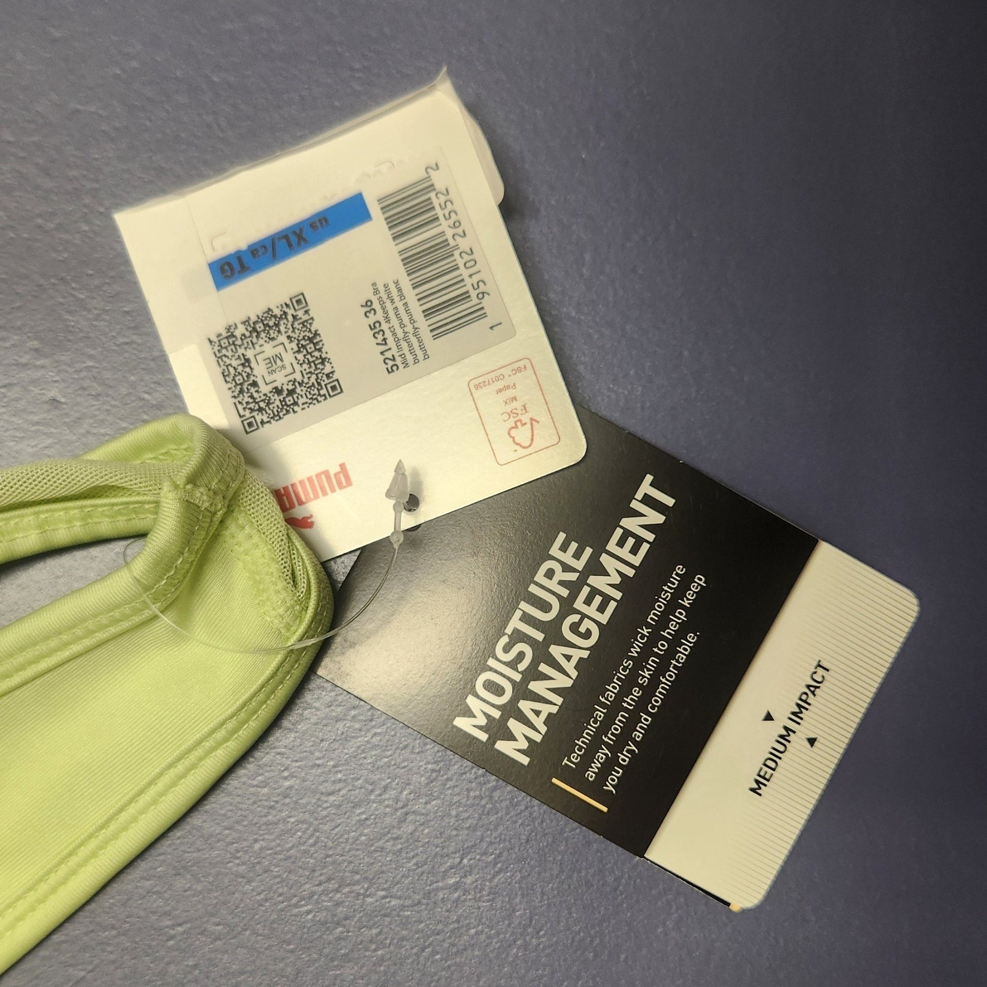 PUMA Mid‑Impact 4Keeps Sports Bra – Butterfly/Puma White – Size XL/CA TG - Unrestricted Goods