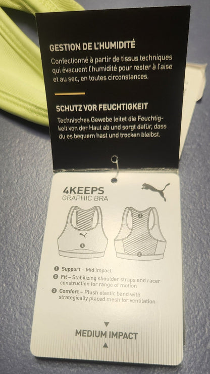PUMA Mid‑Impact 4Keeps Sports Bra – Butterfly/Puma White – Size XL/CA TG - Unrestricted Goods