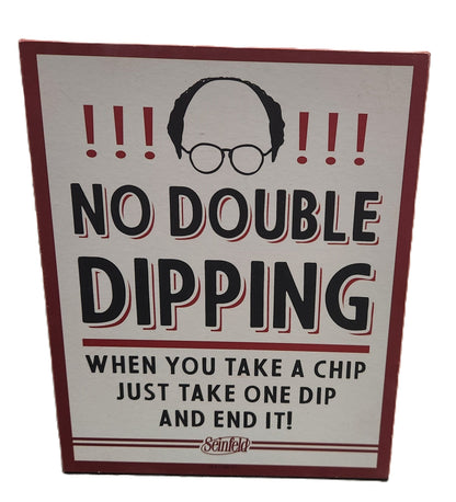 Seinfeld Quote Wall Art – “No Double Dipping” Funny Wood Sign TV Show Decor - Unrestricted Goods