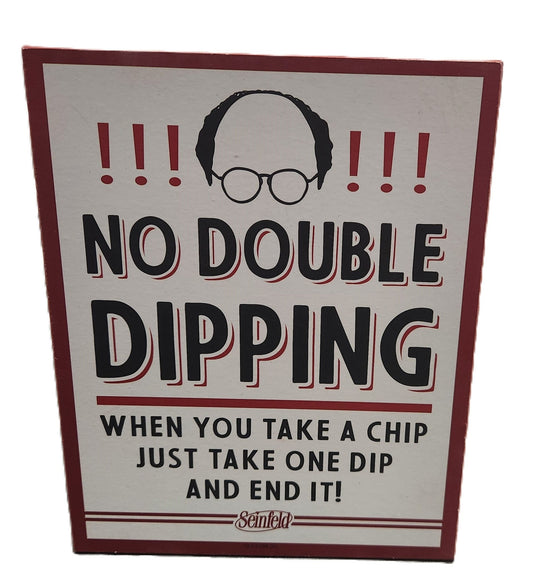 Seinfeld Quote Wall Art – “No Double Dipping” Funny Wood Sign TV Show Decor - Unrestricted Goods