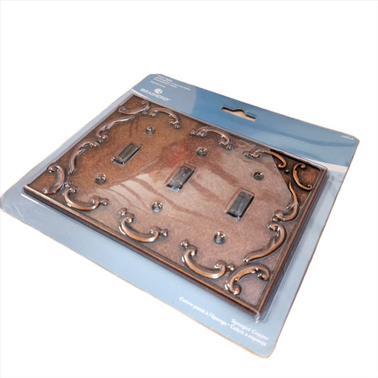 Triple Toggle Copper Rustic Wall Plate – Handcrafted Vintage Finish for Farmhouse & Industrial Décor - Unrestricted Goods