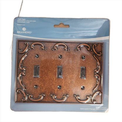 Triple Toggle Copper Rustic Wall Plate – Handcrafted Vintage Finish for Farmhouse & Industrial Décor - Unrestricted Goods
