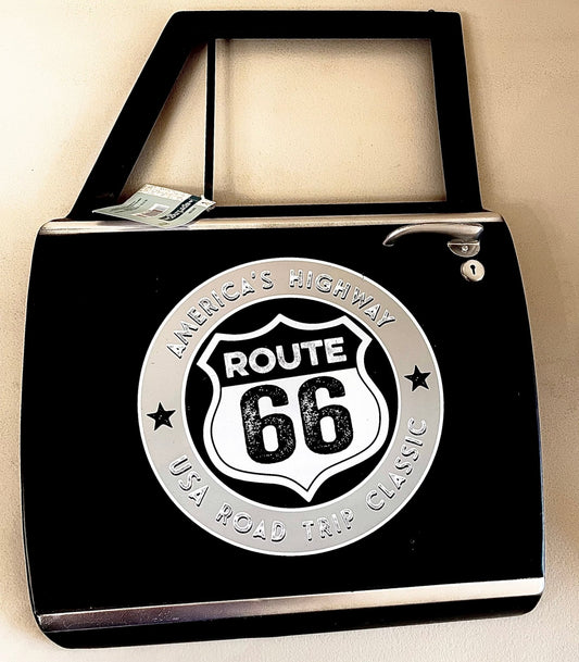 Route 66 Vintage Truck Door Wall Decor – Rustic Metal Americana Accent - Unrestricted Goods
