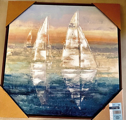 Sail Away Canvas Art – Coastal Blue Nautical Wall Decor for Relaxed Spaces - Unrestricted Goods